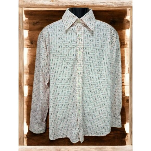 7 Diamonds Mens Geometric Circle Pattern Button-Up Shirt XL - Picture 1 of 7